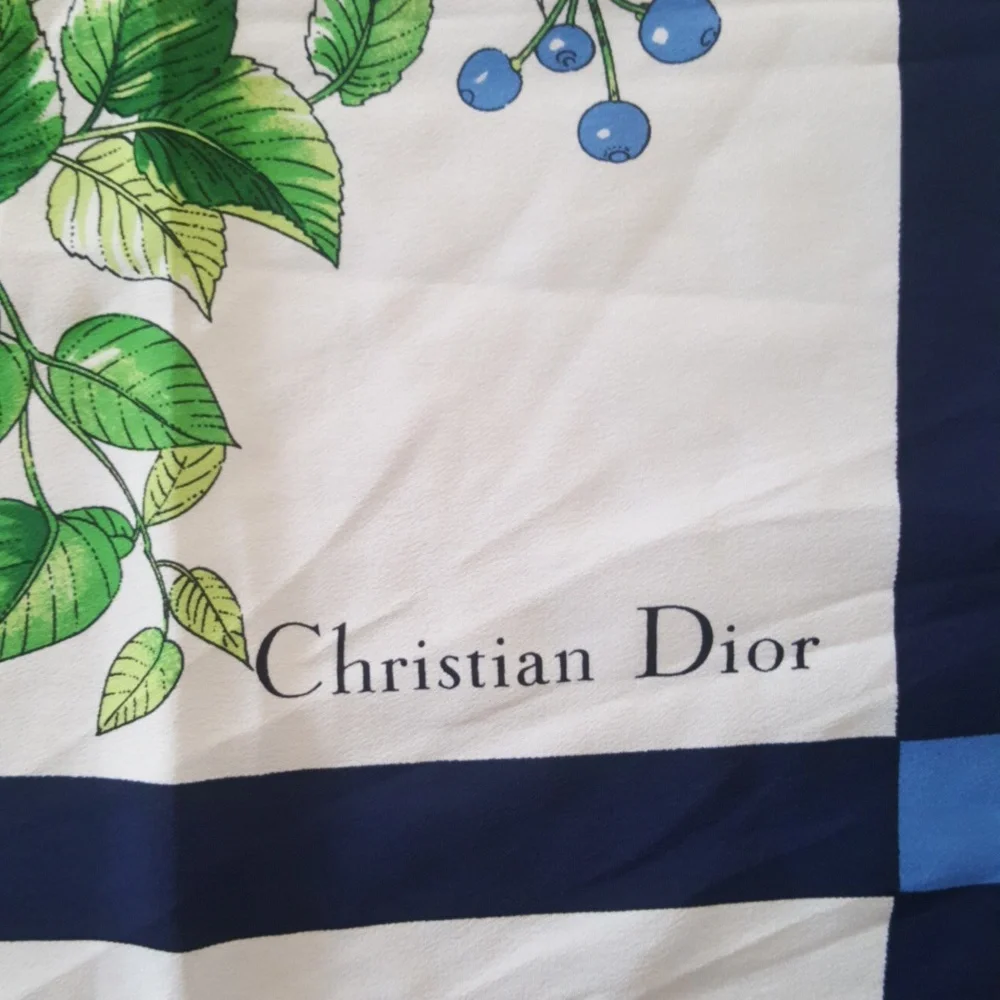 Vintage Christian Dior Floral Butterfly Silk Scarf
